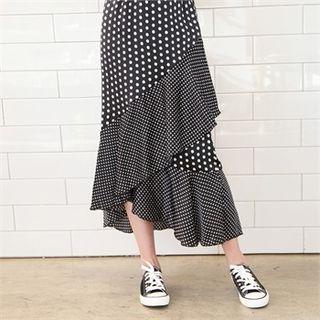 Ruffle-layered Polka-dot Skirt