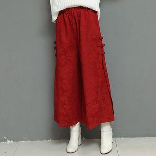 Frog-buttoned Cropped Wide Leg Pants