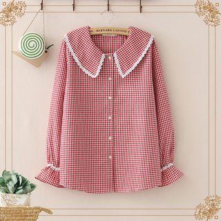 Lace Trim Checked Shirt