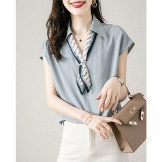 Sleeveless Tie Front Blouse