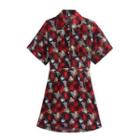 Collared Print Mini A-line Dress