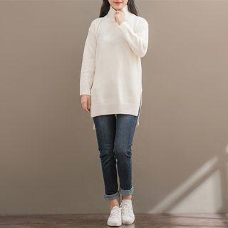 Mock-neck Dip Back Sweater