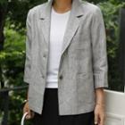 Pocket-detail Striped Linen Blazer Gray - One Size