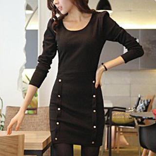 Long-sleeve Double-breasted Dress
