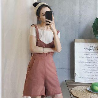 Plain Wide Leg Pinafore Playsuit