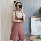Plain Wide Leg Pinafore Playsuit