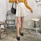 Band-waist Floral Pattern Mini Skirt