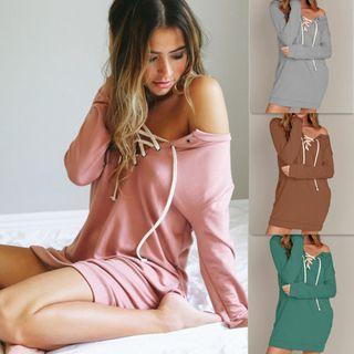 Long-sleeve Lace-up Pullover