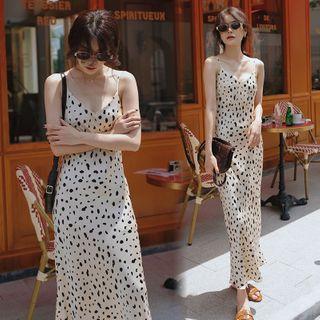 Leopard Print Spaghetti Strap Maxi Shift Dress