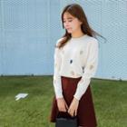 Round-neck Heart Print Knit Top
