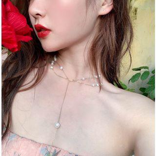 Freshwater Pearl Layered Y Necklace 1 Pc - As Shown In Figure - One Size