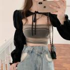 Tube Top / Puff-sleeve Cropped Shawl
