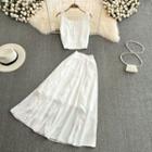 Set: Ruched Tank Top + Ruffle Skirt