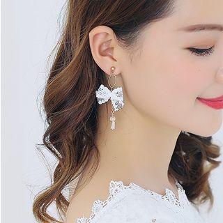 Lace Bow Faux Pearl Dangle Earring