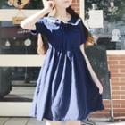 Lace Trim Short Sleeve Sailor Collar Dress