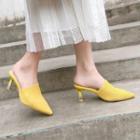 Pointed Knit High Heel Mules