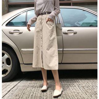 Pocket-detail Midi A-line Skirt