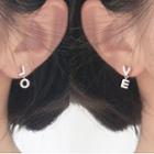 Sterling Silver Lettering Drop Earring 1 Pair - Asymmetric - Silver - One Size