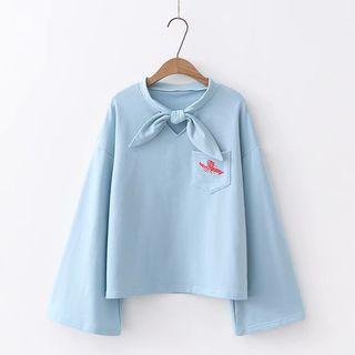 Lobster Print Tie-neck Sweatshirt