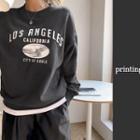 Los Angeles Letter Sweatshirt Charcoal Gray - One Size