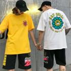 Couple Matching Short-sleeve Printed T-shirt / Lettering Shorts