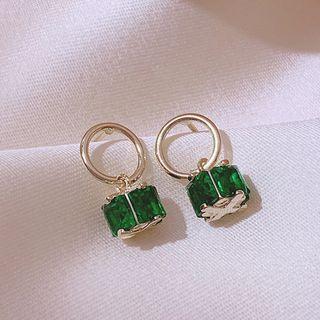 Faux Crystal Dangle Earring 1 Pair - Green - One Size