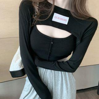Set: Camisole Top + Long-sleeve Cropped T-shirt