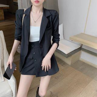Loose-fit Blazer / Convertible Button-up Mini Skirt