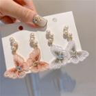 Faux Pearl Fabric Butterfly Dangle Earring