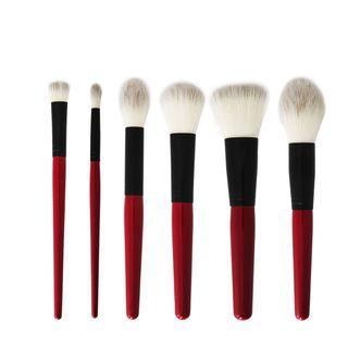 Set Of 6: Makeup Brush Black & Red - One Size