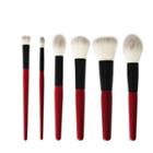 Set Of 6: Makeup Brush Black & Red - One Size