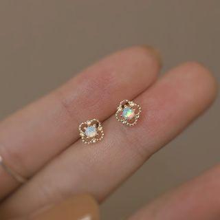 Clover Opal Sterling Silver Earring 1 Pair - Gold - One Size