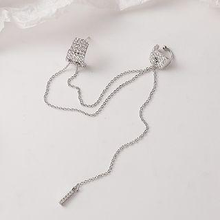 Rhinestone Ear Cuff Earring 1 Pr - 1 Pr - Silver - One Size