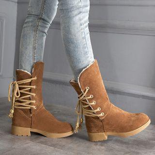 Fleece-lining Tie-up Short Boots