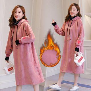 Mock Two-piece Heart Embroidered Hoodie Dress