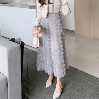 Mesh Layered Midi A-line Skirt (various Designs)