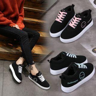 Smiley Face Print Lace-up Sneakers