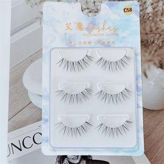 Set Of 3: False Eyelashes (c58) Black - 10mm