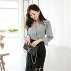 Notched-lapel Double-breasted Blouse