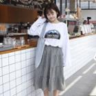 Check Tiered A-line Skirt