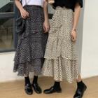 Patterned Asymmetric A-line Midi Tiered Skirt