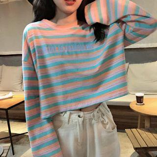 Striped Long-sleeve T-shirt Orange & Blue - One Size