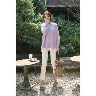 Dip-back Wool Blend Sweater