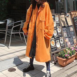 Pocketed Zip Long Coat
