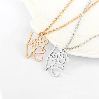 Cut-out Paw Lettering Necklace