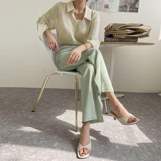 Pinstripe Straight Dress Pants