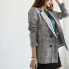 Glen-plaid Double-breasted Blazer