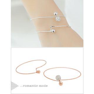 Set Of 2: Rhinestone Metal Bracelet