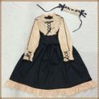 Long-sleeve Frill-trim A-line Lolita Dress / Headband