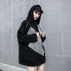 Striped Panel Hoodie Black - One Size